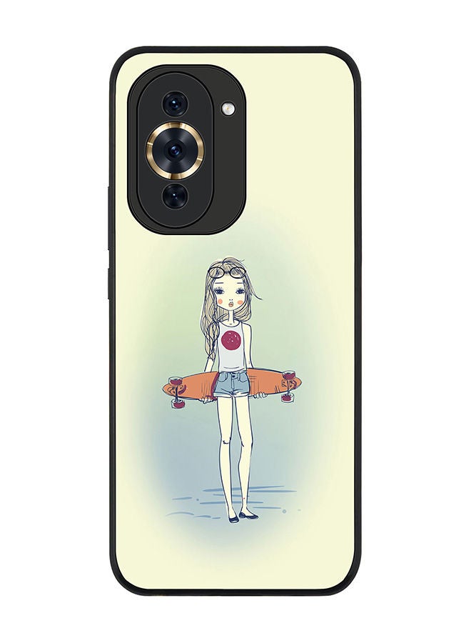 Stylizedd Rugged Black edge case for Huawei nova 10 4G Slim fit Soft Case Flexible Rubber Edges Anti Drop TPU Cover -  Skater Girl - Image 1