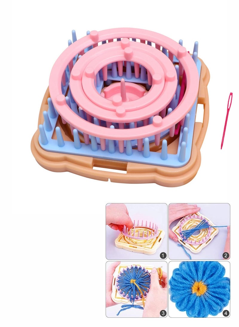 اعاره مجموعة نول حياكة الزهور، مجموعة أدوات حياكة نول الزهور من خيوط الصوف مع الإبر - Image 1