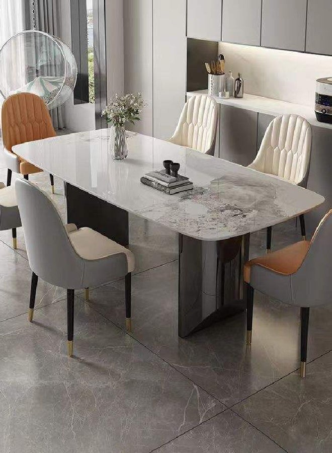 رافين طاولة طعام فاخرة مستطيلة بتصميم عصري تتسع لـ 4–6 أشخاص – طاولة طعام أنيقة بديكور فاخر للمنزل مع قاعدة متينة وتصميم انسيابي – طاولة مطبخ وطعام فسيحة مناسبة للمنزل أو الشقة أو المقهى أو ديكور المطعم - Image 2