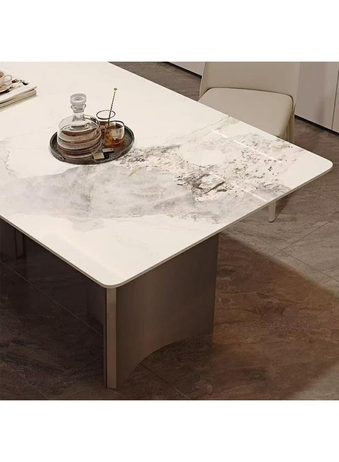 رافين طاولة طعام فاخرة مستطيلة بتصميم عصري تتسع لـ 4–6 أشخاص – طاولة طعام أنيقة بديكور فاخر للمنزل مع قاعدة متينة وتصميم انسيابي – طاولة مطبخ وطعام فسيحة مناسبة للمنزل أو الشقة أو المقهى أو ديكور المطعم - Image 4