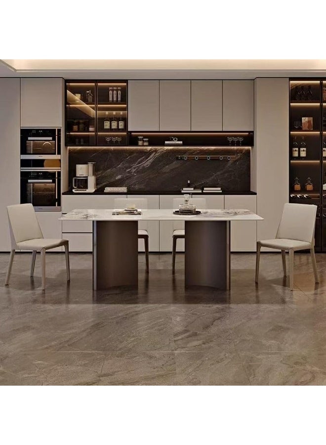 رافين طاولة طعام فاخرة مستطيلة بتصميم عصري تتسع لـ 4–6 أشخاص – طاولة طعام أنيقة بديكور فاخر للمنزل مع قاعدة متينة وتصميم انسيابي – طاولة مطبخ وطعام فسيحة مناسبة للمنزل أو الشقة أو المقهى أو ديكور المطعم - Image 5