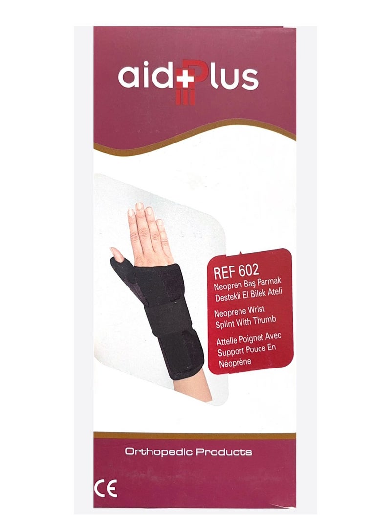 AIDPLUS, NEOPRENE WRIST SPLINT WITH THUMB, RIGHT, MEDIUM