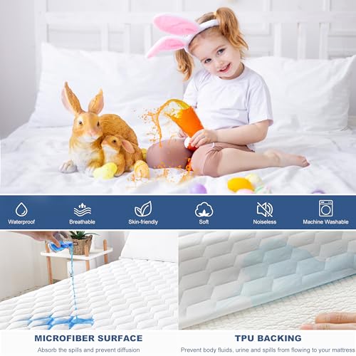GRT Full Mattress Protector Waterproof, 100% Waterproof Quilted Fitted Mattress Pad, Noiseless Hollow Cotton Mattress Cover, fits up to 18" Deep, Dust Proof White - Image 3