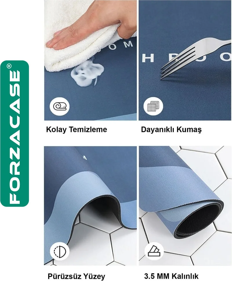 Forzacase Bath Mat Super Absorbent Nappa Leather Bath Ablution Mat with Non-Slip Base - FC121
