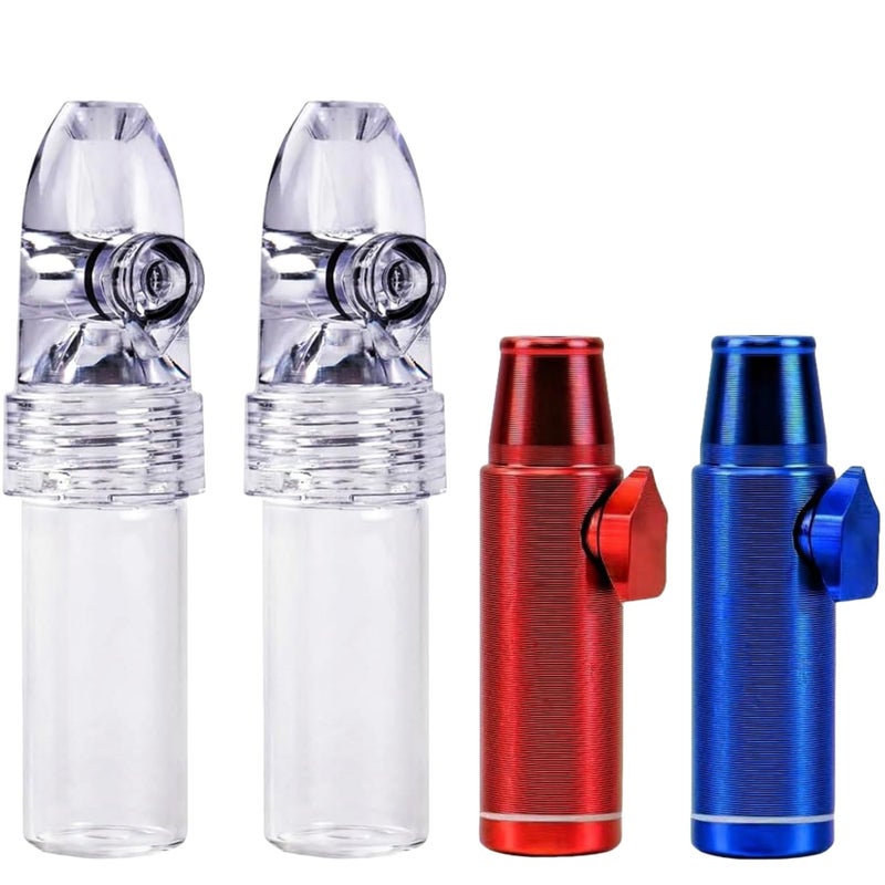 MuYuDaDi 4 Pack Mini Pepper Shaker Premium Metal Spice Dispenser and Sweetener Portable Travel Storage (Anodized Aluminum) (Glass) - Image 1