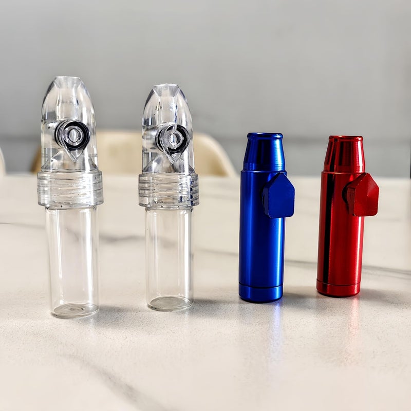 MuYuDaDi 4 Pack Mini Pepper Shaker Premium Metal Spice Dispenser and Sweetener Portable Travel Storage (Anodized Aluminum) (Glass) - Image 2