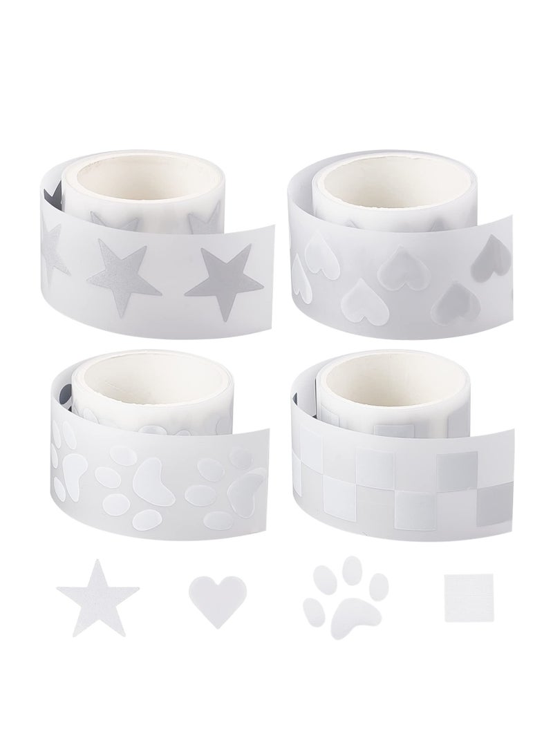 SOLARAE 4 Rolls Down Jacket Repair Patch,Lightweight Patches Non-Adhesive Tape Patch ,Fun Footprint, Heart, Square, and Star Patches for Down Jackets, Jeans, Sleeping Bags, Tents Decoration - Image 1