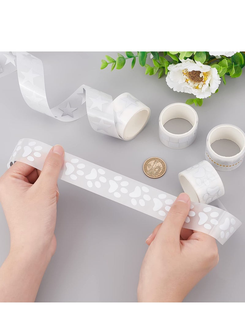 SOLARAE 4 Rolls Down Jacket Repair Patch,Lightweight Patches Non-Adhesive Tape Patch ,Fun Footprint, Heart, Square, and Star Patches for Down Jackets, Jeans, Sleeping Bags, Tents Decoration - Image 2