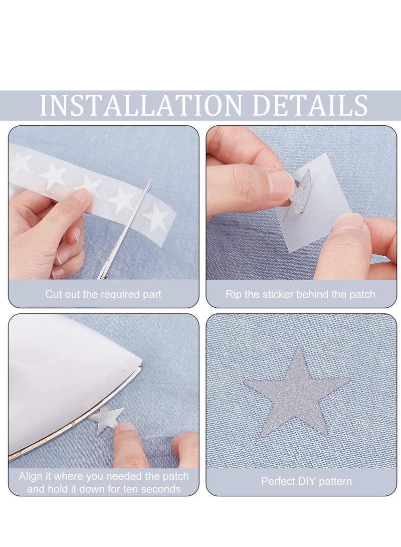 SOLARAE 4 Rolls Down Jacket Repair Patch,Lightweight Patches Non-Adhesive Tape Patch ,Fun Footprint, Heart, Square, and Star Patches for Down Jackets, Jeans, Sleeping Bags, Tents Decoration - Image 4