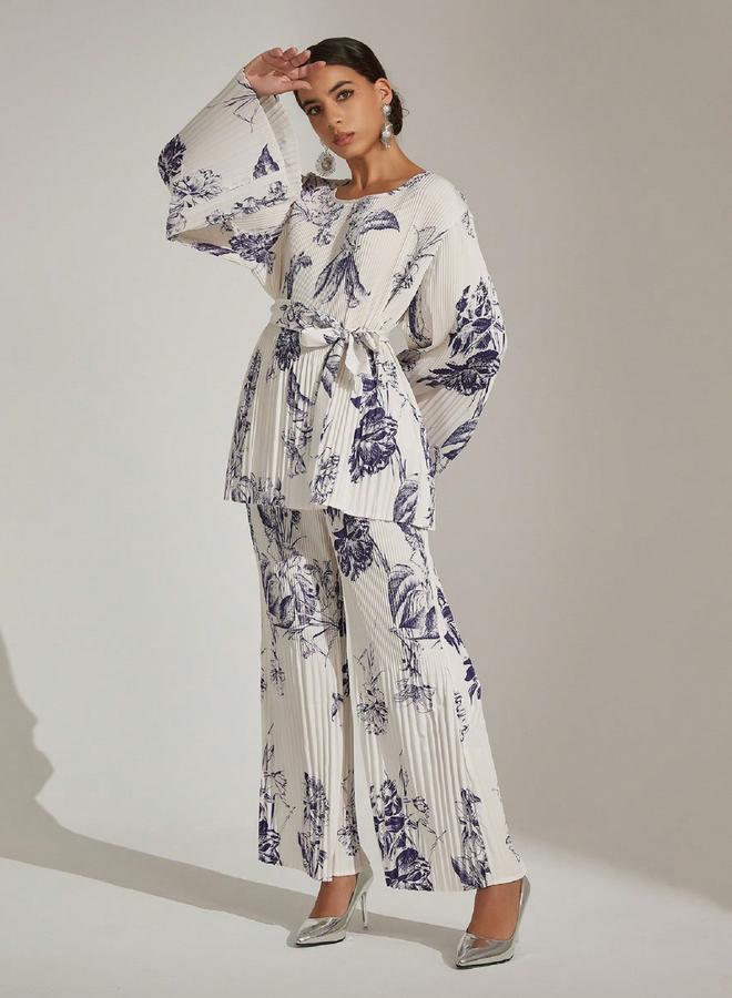 تايك تو طقم منسق من بنطال وبلوزة بطبعة زهور - Image 4