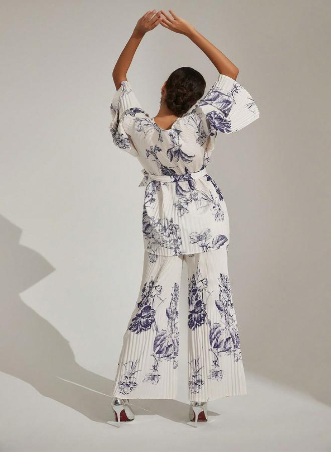 تايك تو طقم منسق من بنطال وبلوزة بطبعة زهور - Image 3