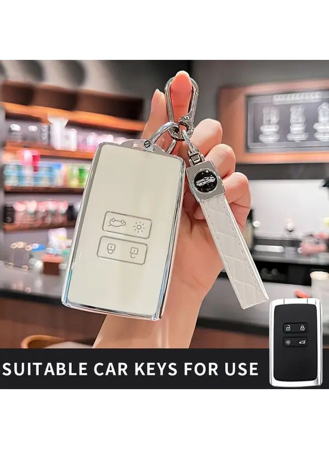 Black Silvery TPU Car Key Cover With Lock Mechanism For Renault Models - Image 4