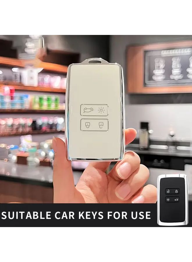 Black Silvery TPU Car Key Cover With Lock Mechanism For Renault Models - Image 5
