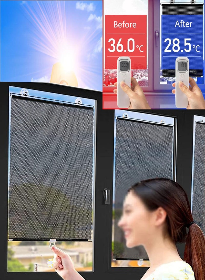 NIBEMINENT Adjustable Blackout Curtains Roller Blind,Portable Heat Insulation Window Curtain Blind，Visor Privacy Window Film Blinds Non-Punching Window Blinds for Home ，Office，Car Etc  - Image 1