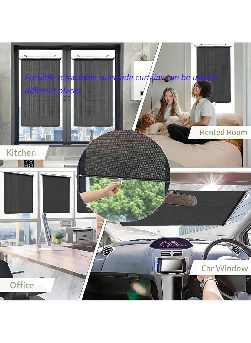 NIBEMINENT Adjustable Blackout Curtains Roller Blind,Portable Heat Insulation Window Curtain Blind，Visor Privacy Window Film Blinds Non-Punching Window Blinds for Home ，Office，Car Etc  - Image 2