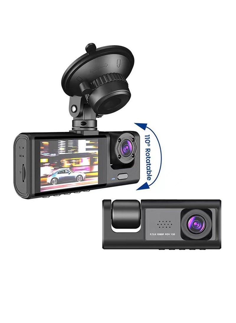 Generic - 1080P DVR Dash Camera Front & Inside & Rear Camera Driving Recorder 2 Inch Screen Dashcam Support Night-Vision - Image 1