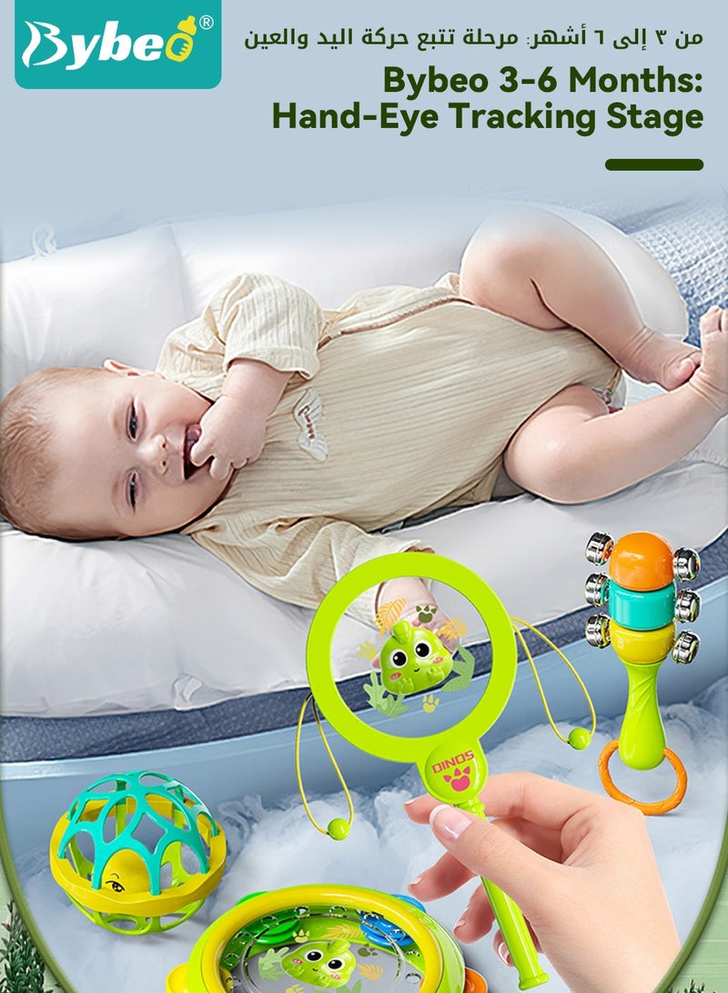 بيبو مجموعة ألعاب خشخيشة للأطفال مكونة من 9 قطع، ألعاب تسنين للأطفال الرضع مع مجموعة طبول موسيقية، ألعاب موسيقية للأطفال، هدايا ألعاب حسية لحديثي الولادة، مجموعة ألعاب تعليمية مبكرة للأولاد والبنات من عمر 0 ​​إلى 36 شهرًا - Image 4