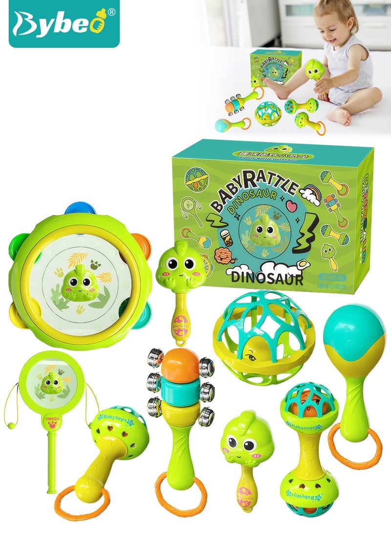 بيبو مجموعة ألعاب خشخيشة للأطفال مكونة من 9 قطع، ألعاب تسنين للأطفال الرضع مع مجموعة طبول موسيقية، ألعاب موسيقية للأطفال، هدايا ألعاب حسية لحديثي الولادة، مجموعة ألعاب تعليمية مبكرة للأولاد والبنات من عمر 0 ​​إلى 36 شهرًا - Image 1
