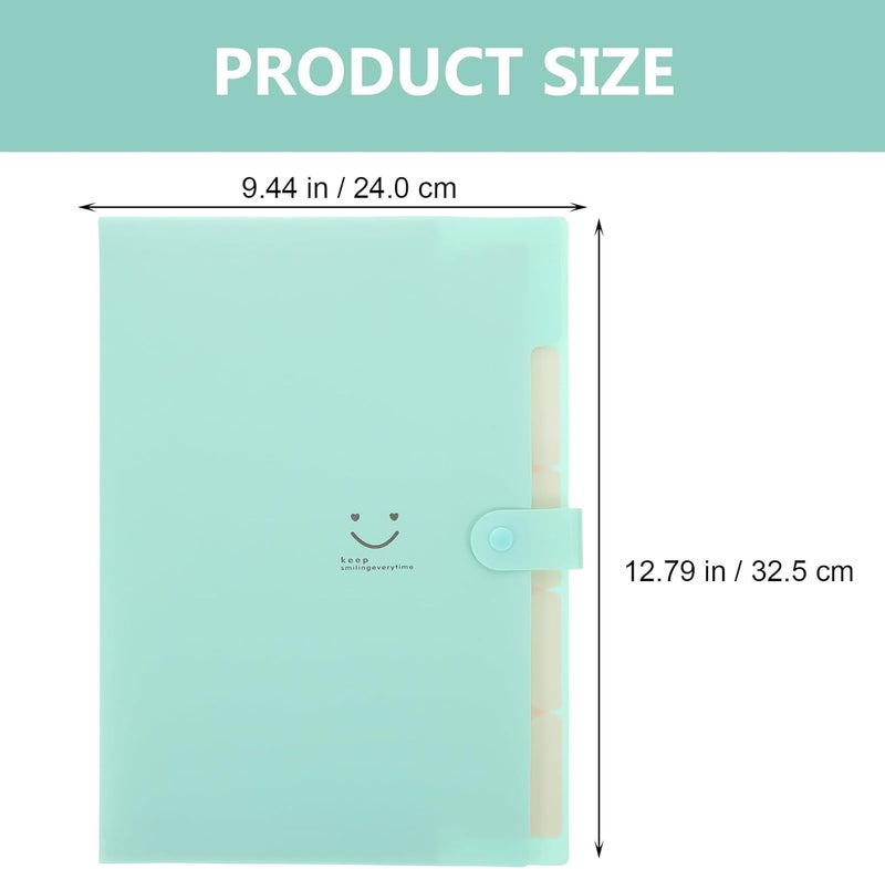 A4 Green Accordion File Folder 5-Section Expanding Document Organizer Large Capacity Paper Storage for Office and School Use - Image 2