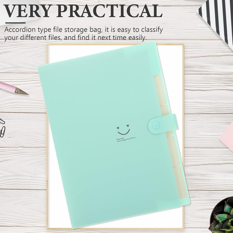 A4 Green Accordion File Folder 5-Section Expanding Document Organizer Large Capacity Paper Storage for Office and School Use - Image 4