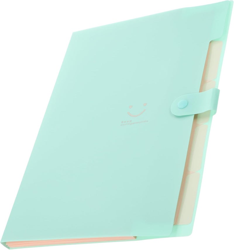 A4 Green Accordion File Folder 5-Section Expanding Document Organizer Large Capacity Paper Storage for Office and School Use - Image 1