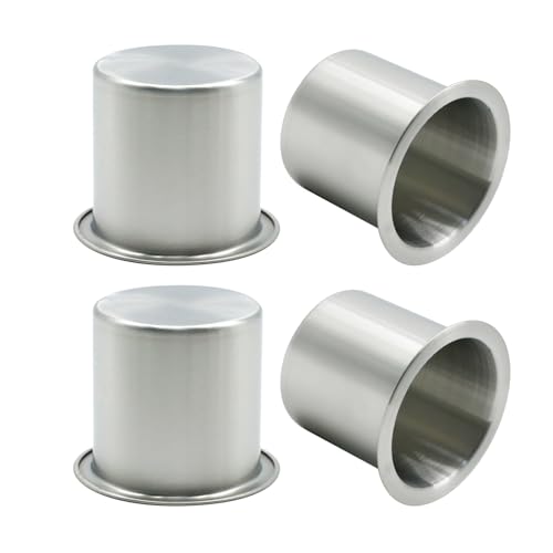 Anxingo 4 Pcs Stainless Steel Cup Holder Silver Poker Table Drink Holder Dropin Cup Drink Holder for Yacht Boats RV Cars and Trucks - Image 3
