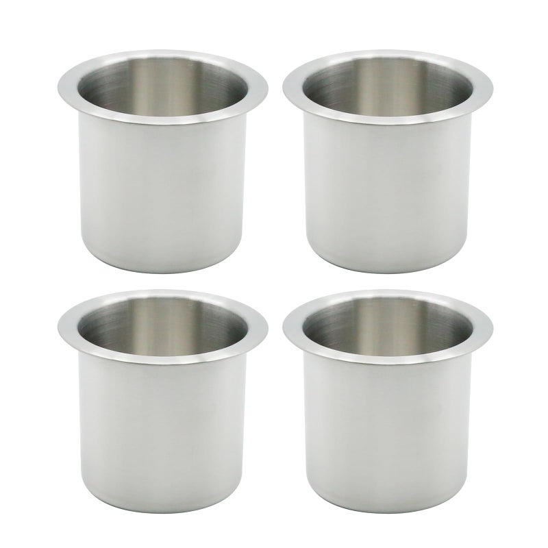 Anxingo 4 Pcs Stainless Steel Cup Holder Silver Poker Table Drink Holder Dropin Cup Drink Holder for Yacht Boats RV Cars and Trucks - Image 2