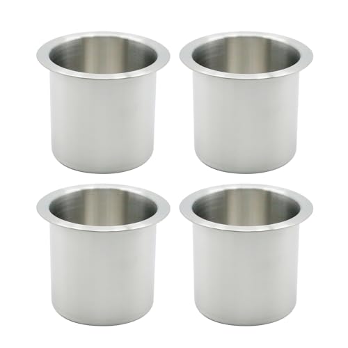 Anxingo 4 Pcs Stainless Steel Cup Holder Silver Poker Table Drink Holder Dropin Cup Drink Holder for Yacht Boats RV Cars and Trucks - Image 1