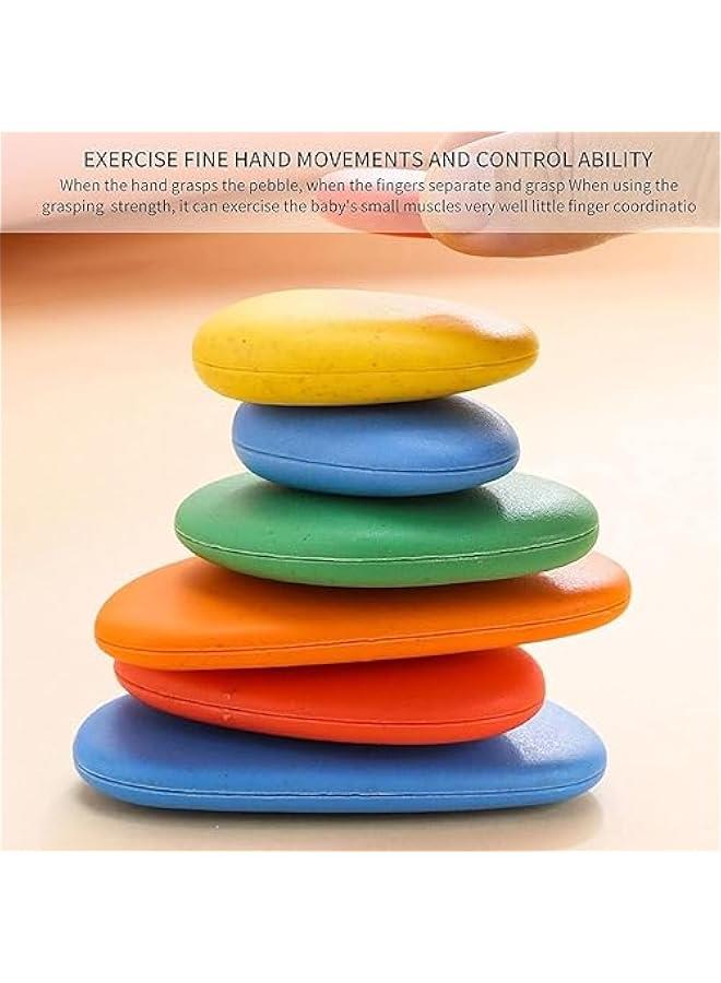 Learning Toy,78 pcs Balance Stones Game Montessori Early Educational Puzzles For Early Math Activity,Rainbow Pebble Set For Kids, Rainbow Cobblestone Jigsaw Puzzle Toy - Image 2