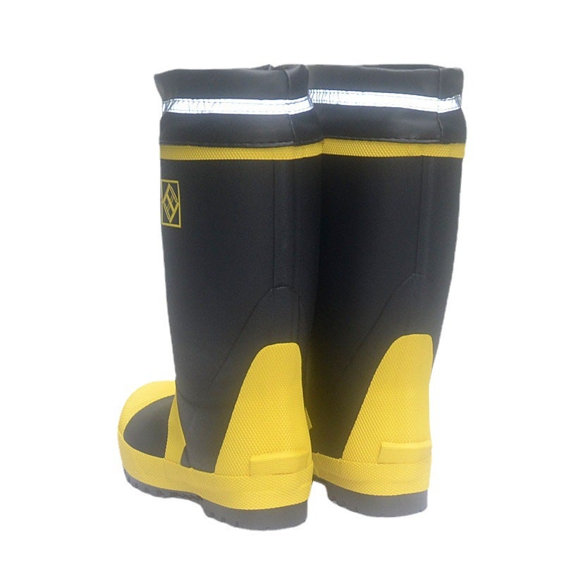Supply Steel Baotou Labor Protection Rain Boots Stab-Proof Steel Bottom Rubber Rain Boots High Barrel Waterproof Boots Rubber Shoes Fire Fighting Training Competition - Image 3