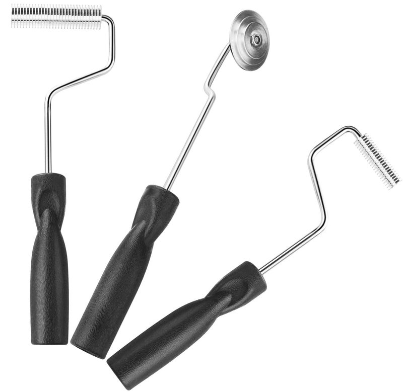 Poraxy Fiberglass Roller Tools Kit, 3pcs Fiberglass Resin Laminating Bubble Roller Set for Tub Shower Bathtub Boat Repair