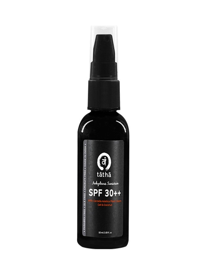Tatha Anhydrous Sunscreen SPF 30++ | Waterless & Ultra Lightweight | With Coconut Oil, Till Oil & Centella Asiatica Plant Stem cells | 97.5% UV Protection | Non-Comedogenic | No White Cast | For Men & Women | 50ml - Image 1