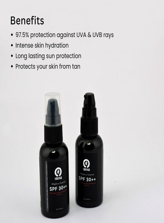 Tatha Anhydrous Sunscreen SPF 30++ | Waterless & Ultra Lightweight | With Coconut Oil, Till Oil & Centella Asiatica Plant Stem cells | 97.5% UV Protection | Non-Comedogenic | No White Cast | For Men & Women | 50ml - Image 3
