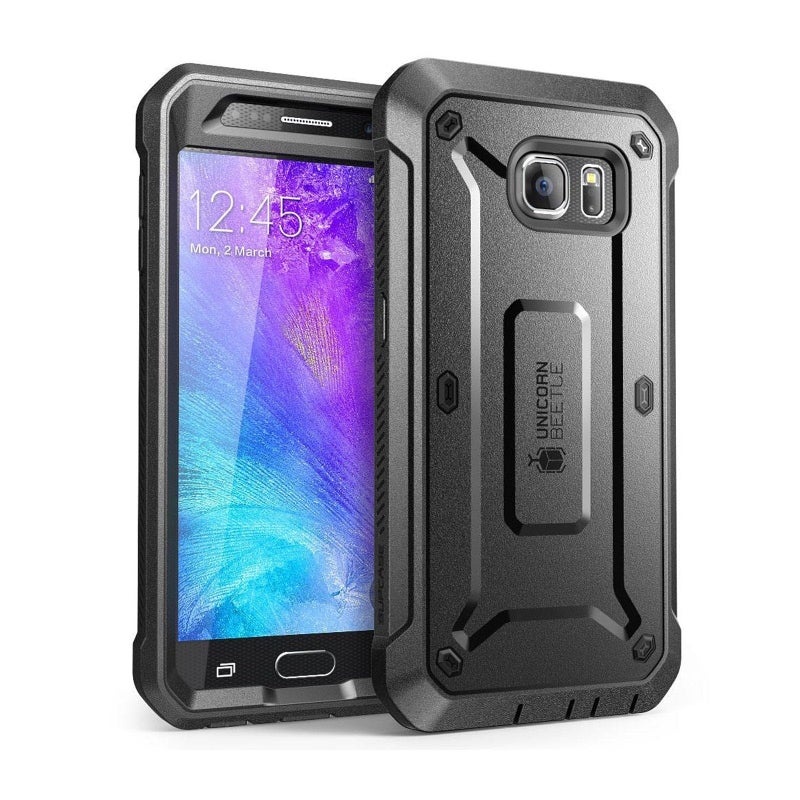 SUPCASE Unicorn Beetle PRO Series Designed for Galaxy S6 Case, with Built-in Screen Protector Full-body Rugged Holster Case for Galaxy S6 (2015 Release) (Black/Black)