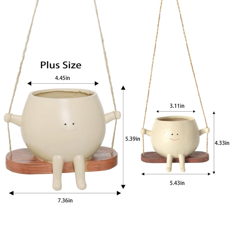 UMESONG Plus Size Swing Face Planter Pot Hanging Head Planter for Indoor Outdoor Plant for String of Pearls Plant Live Resin Flower Pots Gift Ideas for Mother and Teacher Appreciation Christmas - Image 3