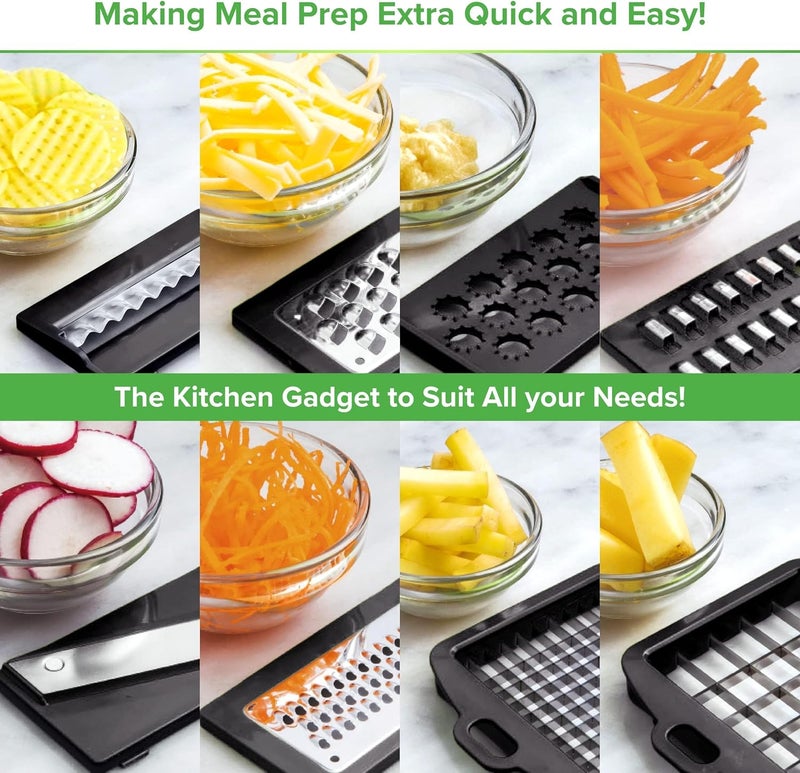 Prep Naturals PrepNaturals Vegetable Chopper with Container, Veggie Chopper, Food Chopper & Onion Chopper - Mandoline Slicer for Kitchen (12 in 1, Black) - Image 5