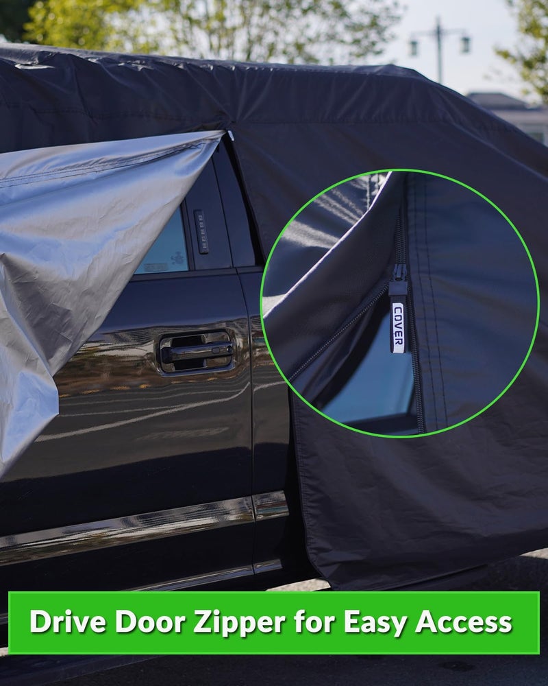 Morhept Pickup Truck Cover Waterproof All Weather, Outdoor Indoor Truck Protection Cover for Ford f150 / Chevy Silverado/Dodge Ram 1500, Truck Tarp Cover Black(Length 230 to 242 inch) - Image 4