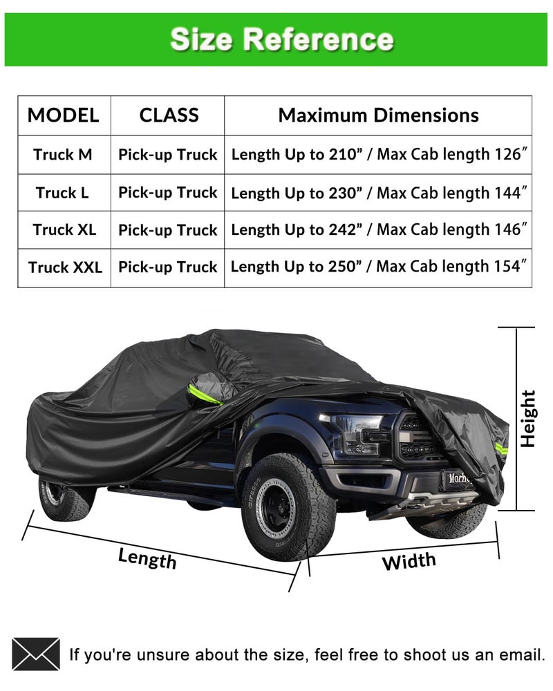 Morhept Pickup Truck Cover Waterproof All Weather, Outdoor Indoor Truck Protection Cover for Ford f150 / Chevy Silverado/Dodge Ram 1500, Truck Tarp Cover Black(Length 230 to 242 inch) - Image 2