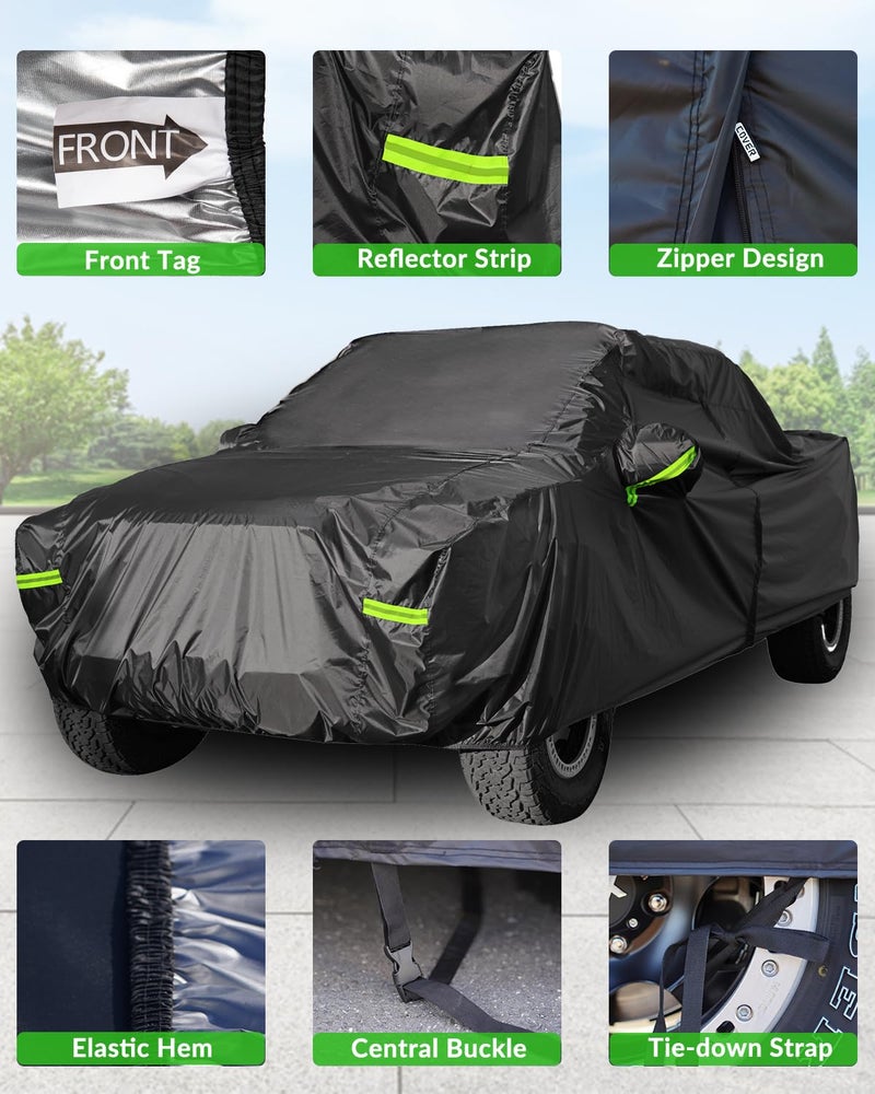 Morhept Pickup Truck Cover Waterproof All Weather, Outdoor Indoor Truck Protection Cover for Ford f150 / Chevy Silverado/Dodge Ram 1500, Truck Tarp Cover Black(Length 230 to 242 inch) - Image 5