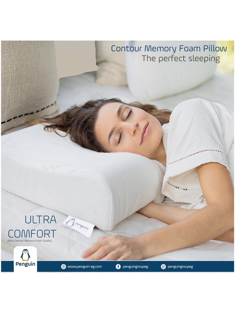 Memory Foam Penguin Memory Foam L-Shaped Contour Pillow with Cotton Cover - 40 x 60 White - Image 2
