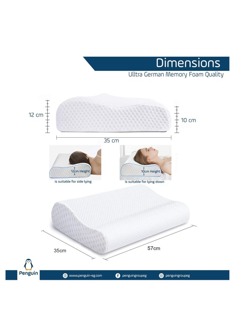 Memory Foam Penguin Memory Foam L-Shaped Contour Pillow with Cotton Cover - 40 x 60 White - Image 5