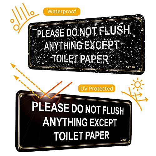 Ayifan 4 Pack Do Not Flush Feminine Products Sign for Bathroom - "Please Do Not Flush Anything Except Toilet Paper" | Self-Adhesive Acrylic 9"x3" Black Gold Sign | Clog Prevention for Home/Restaurant/Office - Image 4