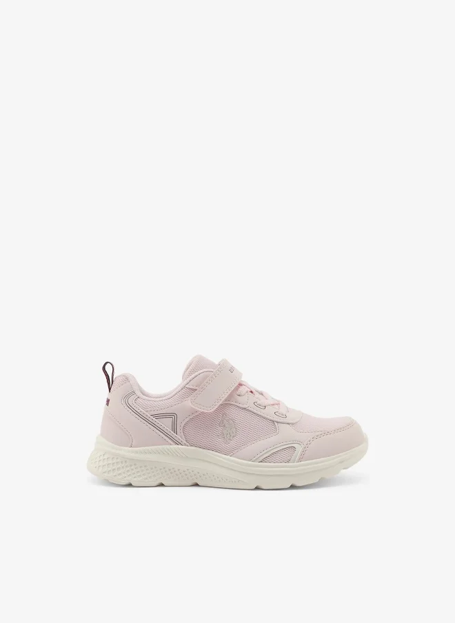 Kids Pink Low-Top Casual Sneakers with Velcro Strap - Sleek Everyday Style and Comfort for Effortless Wear