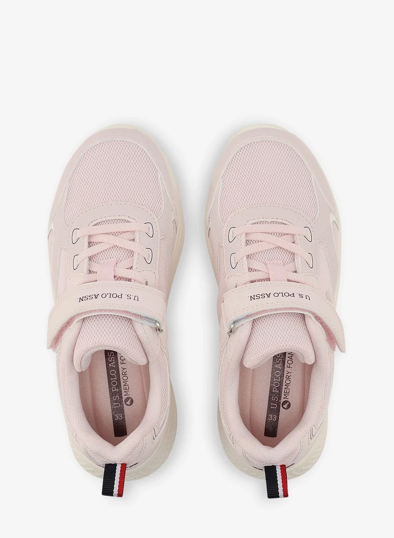 U.S. Polo Assn. Powder Kids Pink Low-Top Casual Sneakers with Velcro Strap - Sleek Everyday Style and Comfort for Effortless Wear for Kids | Best Price UAE