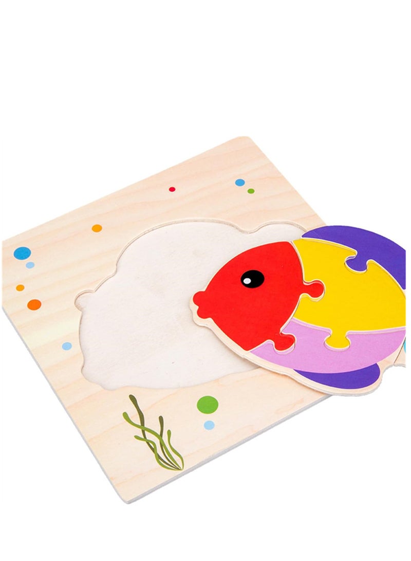 Wooden Puzzle 12 Pack Jigsaw Toddler Puzzles 3D Animal Color Shape Early Learning Educational Gift Set - Image 4
