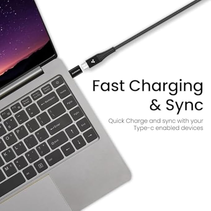 AMBRANE TYPE-C TO MICRO USB ADAPTER, FAST CHARGING AND DATA SYNC, 3A QUICK CHARGE COMPATIBLE, BLACK - Image 2