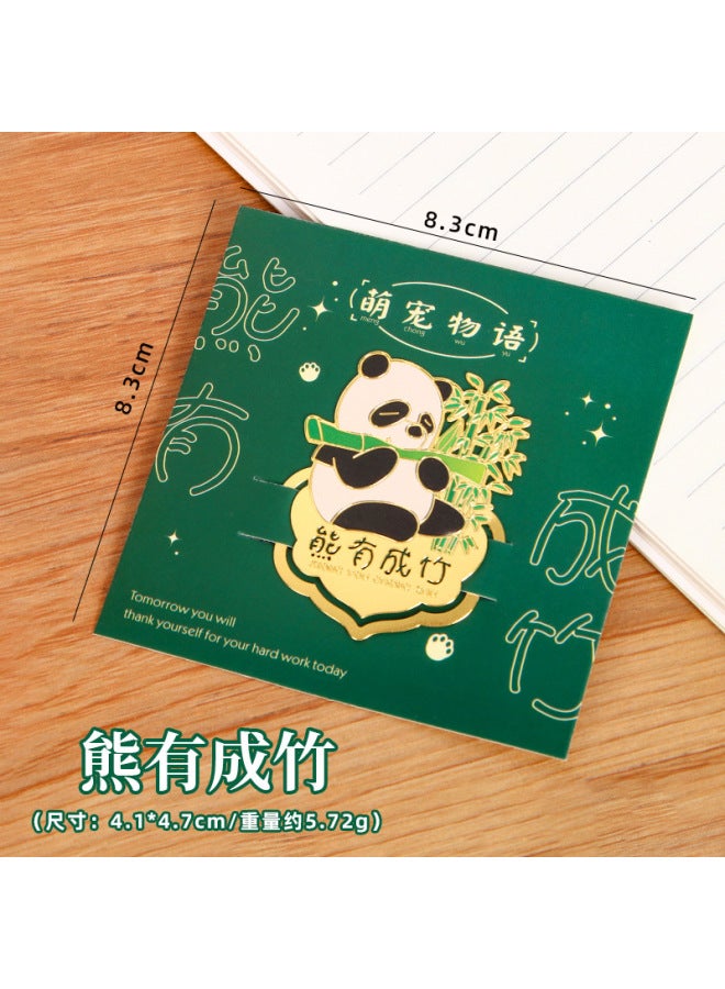 HELPS Creative Panda Bookmark Cute Metal Hollow Note Clip Classical Chinese Style Reading Marker Book Page Clip - Image 1