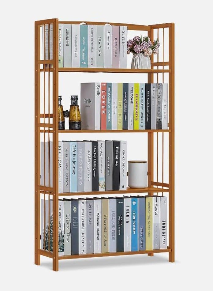 LINGWEI Bookshelf Cabinet 4 Tier Bamboo Storage Rack Multifunctional Wooden Book Organiser for Flowers Plants Kitchen Storage Organizer Bathroom Shelf Shoe Rack for Home - Image 4