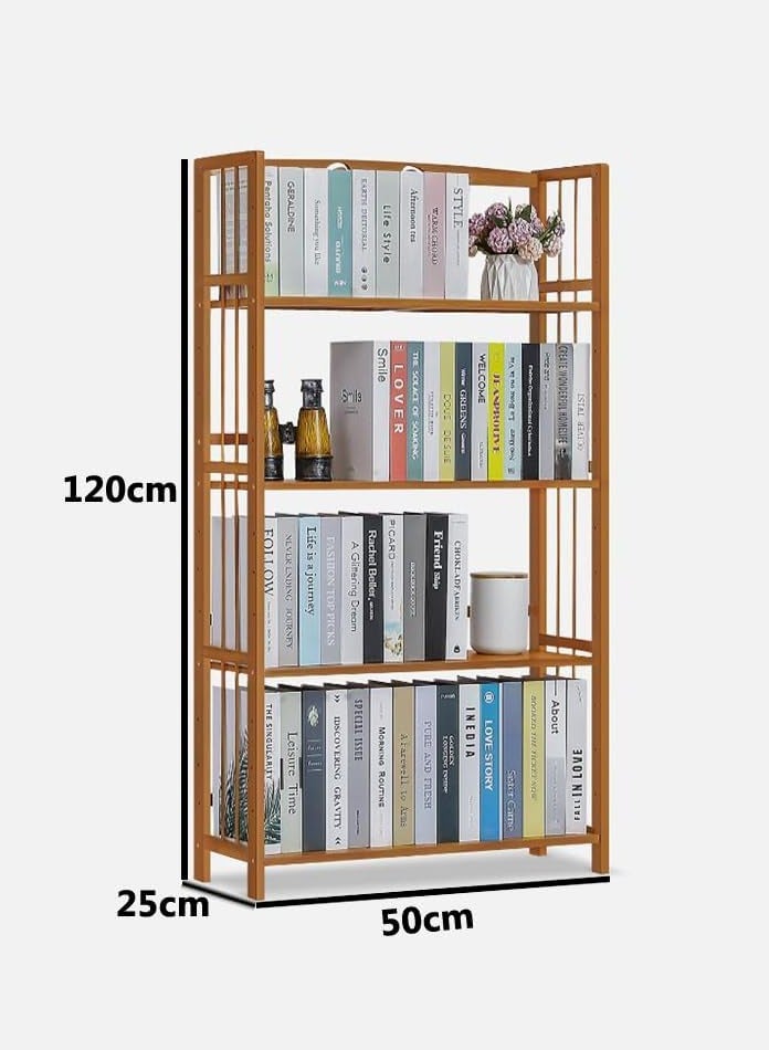 LINGWEI Bookshelf Cabinet 4 Tier Bamboo Storage Rack Multifunctional Wooden Book Organiser for Flowers Plants Kitchen Storage Organizer Bathroom Shelf Shoe Rack for Home - Image 5