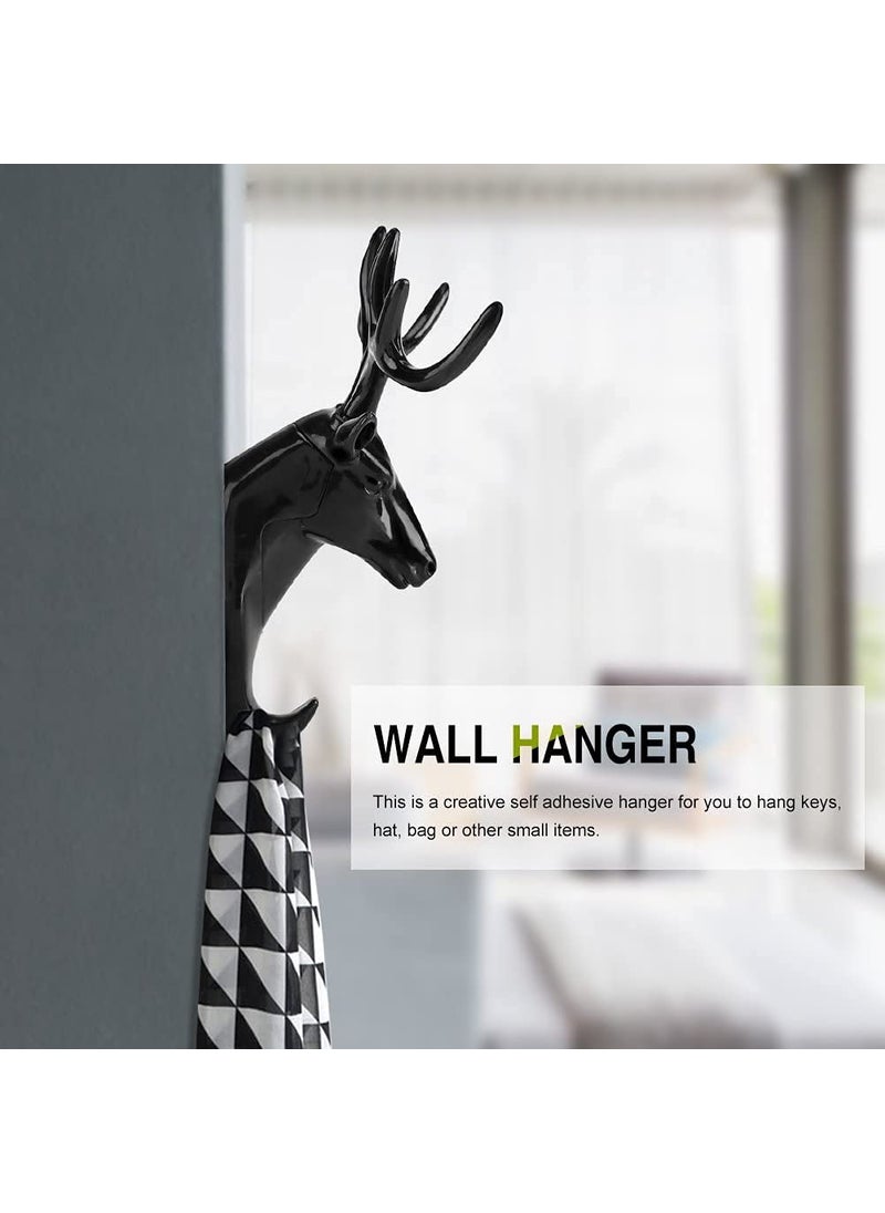 RASTVI RASTVI Deer Head Self Adhesive Wall Door Hook Hanger Animal Shaped Hook Keys Sticky Holder Decorative Pack of 1 White  - Image 3